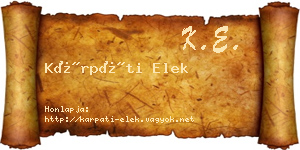 Kárpáti Elek névjegykártya