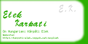 elek karpati business card
