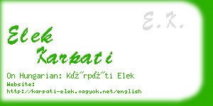 elek karpati business card
